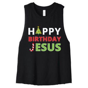 Happy Birthday Jesus Funny Christian Christmas Women's Racerback Cropped Tank