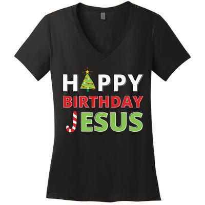 Happy Birthday Jesus Funny Christian Christmas Women's V-Neck T-Shirt