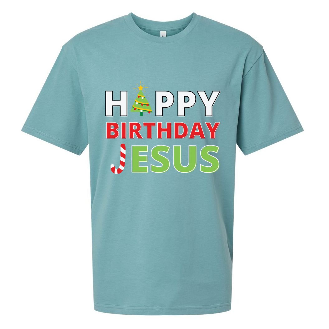 Happy Birthday Jesus Funny Christian Christmas Sueded Cloud Jersey T-Shirt