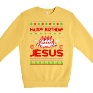 Happy Birthday Jesus Ugly Christmas Premium Crewneck Sweatshirt