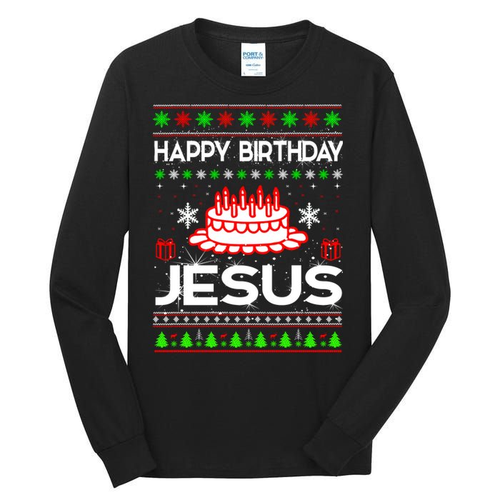 Happy Birthday Jesus Ugly Christmas Tall Long Sleeve T-Shirt