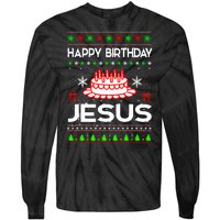 Happy Birthday Jesus Ugly Christmas Tie-Dye Long Sleeve Shirt