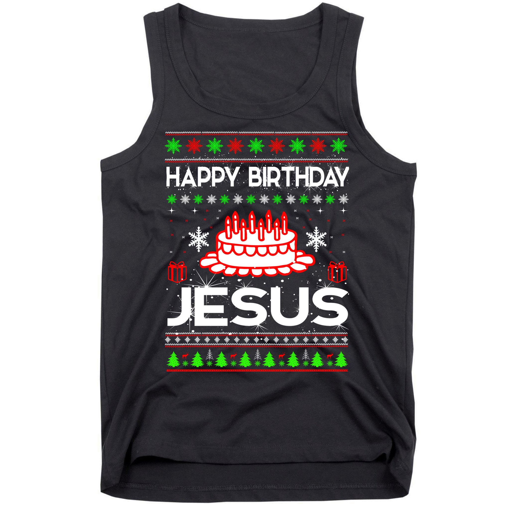 Happy Birthday Jesus Ugly Christmas Tank Top