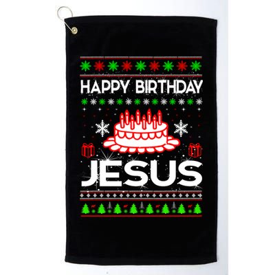 Happy Birthday Jesus Ugly Christmas Golf Towel