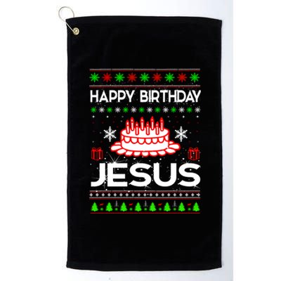 Happy Birthday Jesus Ugly Christmas Platinum Collection Golf Towel