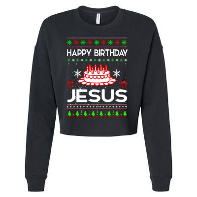 Happy Birthday Jesus Ugly Christmas Cropped Pullover Crew