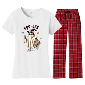 Halloween Boo Jee Ghost Spooky Season Funny Boojee Ghost Gift Women's Flannel Pajama Set