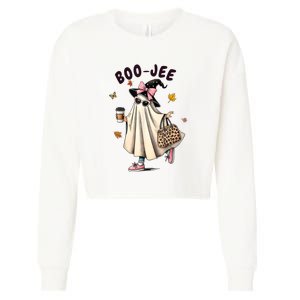 Halloween Boo Jee Ghost Spooky Season Funny Boojee Ghost Gift Cropped Pullover Crew