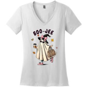 Halloween Boo Jee Ghost Spooky Season Funny Boojee Ghost Gift Women's V-Neck T-Shirt