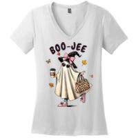 Halloween Boo Jee Ghost Spooky Season Funny Boojee Ghost Gift Women's V-Neck T-Shirt