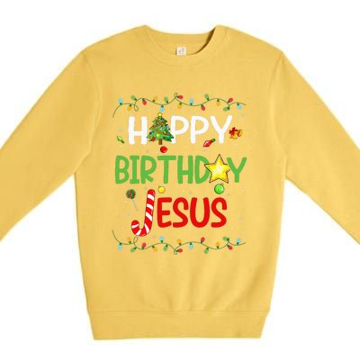 Happy Birthday Jesus Ugly Sweater Christmas Funny Pajama Premium Crewneck Sweatshirt