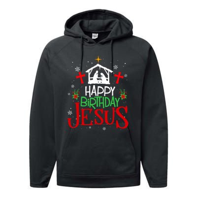 Happy Birthday Jesus Funny Christian Christmas Holiday Gifts Performance Fleece Hoodie