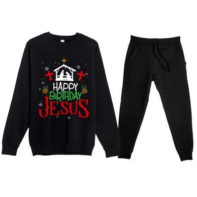 Happy Birthday Jesus Funny Christian Christmas Holiday Gifts Premium Crewneck Sweatsuit Set