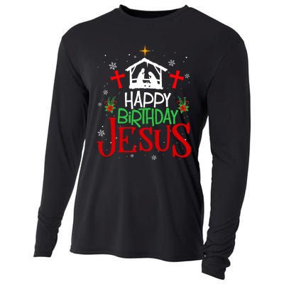 Happy Birthday Jesus Funny Christian Christmas Holiday Gifts Cooling Performance Long Sleeve Crew