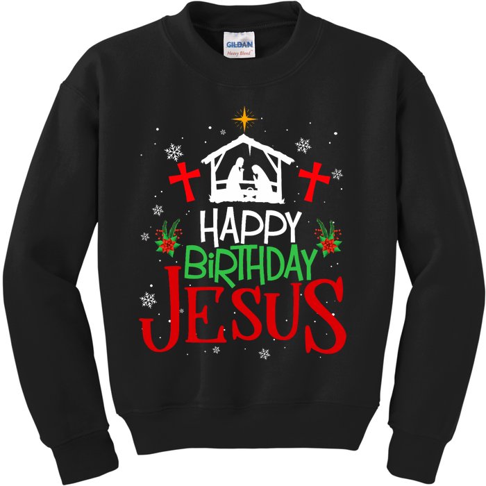 Happy Birthday Jesus Funny Christian Christmas Holiday Gifts Kids Sweatshirt