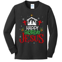 Happy Birthday Jesus Funny Christian Christmas Holiday Gifts Kids Long Sleeve Shirt