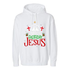 Happy Birthday Jesus Funny Christian Christmas Holiday Gifts Garment-Dyed Fleece Hoodie