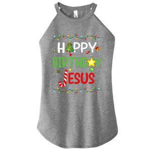 Happy Birthday Jesus Ugly Sweater Christmas Funny Pajama Women's Perfect Tri Rocker Tank