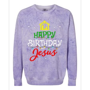 Happy Birthday Jesus Christmas Pajama Holiday Xmas Colorblast Crewneck Sweatshirt