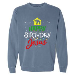 Happy Birthday Jesus Christmas Pajama Holiday Xmas Garment-Dyed Sweatshirt