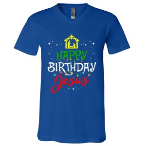 Happy Birthday Jesus Christmas Pajama Holiday Xmas V-Neck T-Shirt