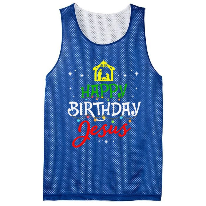 Happy Birthday Jesus Christmas Pajama Holiday Xmas Mesh Reversible Basketball Jersey Tank