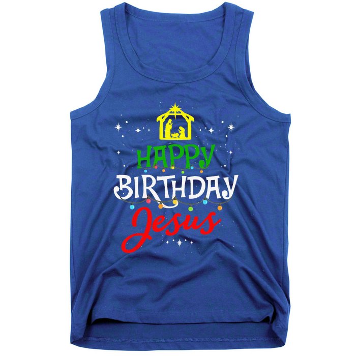 Happy Birthday Jesus Christmas Pajama Holiday Xmas Tank Top