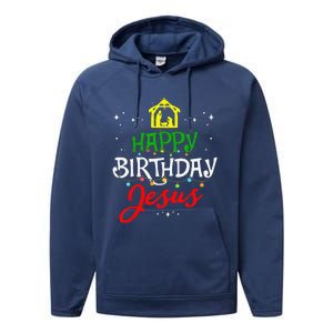 Happy Birthday Jesus Christmas Pajama Holiday Xmas Performance Fleece Hoodie