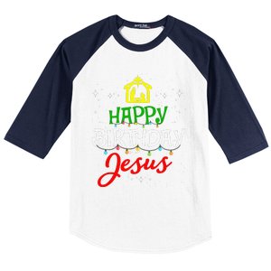 Happy Birthday Jesus Christmas Pajama Holiday Xmas Baseball Sleeve Shirt