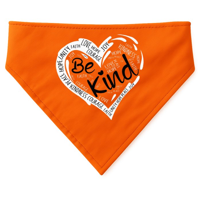 Heart Be Kind Anti Bullying Unity Day Orange Words USA-Made Doggie Bandana