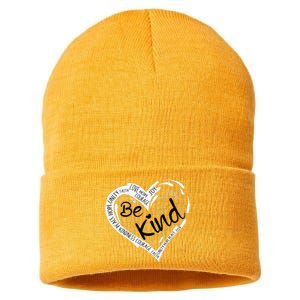 Heart Be Kind Anti Bullying Unity Day Orange Words Sustainable Knit Beanie