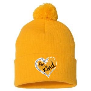 Heart Be Kind Anti Bullying Unity Day Orange Words Pom Pom 12in Knit Beanie