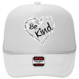 Heart Be Kind Anti Bullying Unity Day Orange Words High Crown Mesh Back Trucker Hat