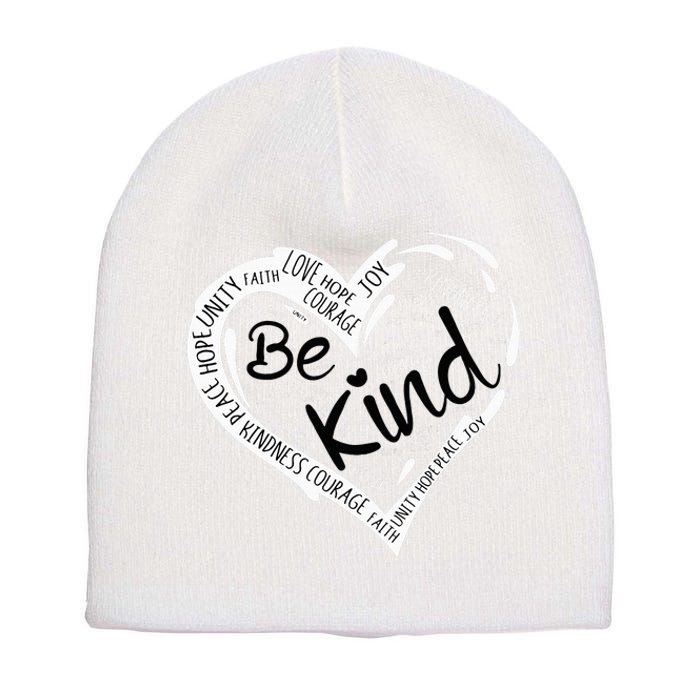 Heart Be Kind Anti Bullying Unity Day Orange Words Short Acrylic Beanie