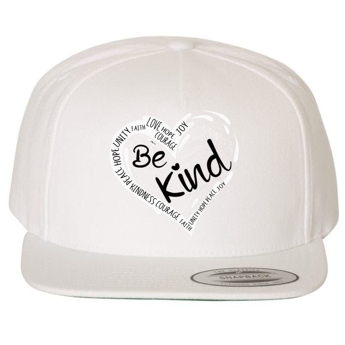 Heart Be Kind Anti Bullying Unity Day Orange Words Wool Snapback Cap