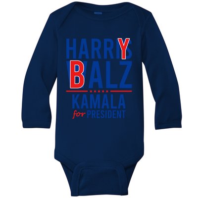 Harry Balz Kamala Harris Walz Democrat Political Funny Gift Baby Long Sleeve Bodysuit