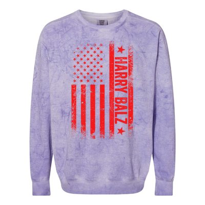 Harry Balz Kamala Harris Walz Usa Flag Political Meaningful Gift Colorblast Crewneck Sweatshirt