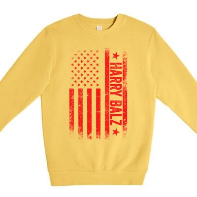 Harry Balz Kamala Harris Walz Usa Flag Political Meaningful Gift Premium Crewneck Sweatshirt