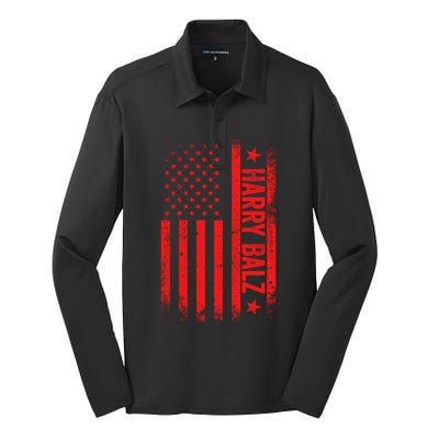 Harry Balz Kamala Harris Walz Usa Flag Political Meaningful Gift Silk Touch Performance Long Sleeve Polo