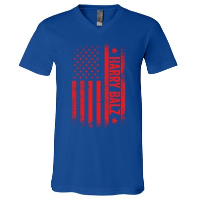 Harry Balz Kamala Harris Walz Usa Flag Political Meaningful Gift V-Neck T-Shirt