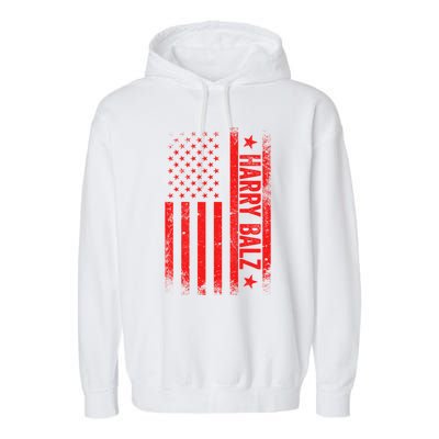 Harry Balz Kamala Harris Walz Usa Flag Political Meaningful Gift Garment-Dyed Fleece Hoodie