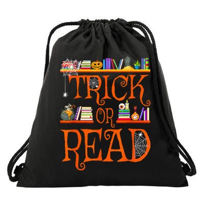 Halloween Book Lovers Librarian Trick Or Read Library Event Drawstring Bag