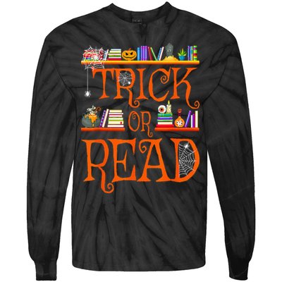 Halloween Book Lovers Librarian Trick Or Read Library Event Tie-Dye Long Sleeve Shirt