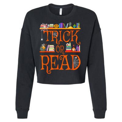 Halloween Book Lovers Librarian Trick Or Read Library Event Cropped Pullover Crew