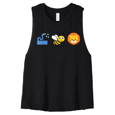 Hose Bee Lion Meme Women's Racerback Cropped Tank