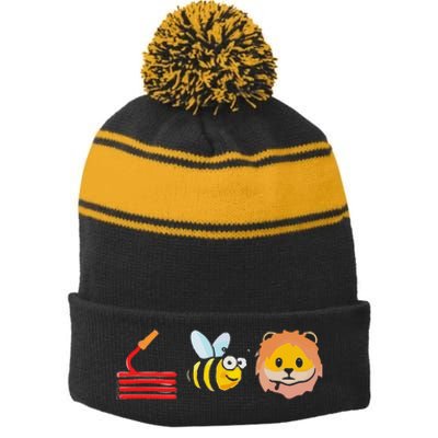 Hose Bee Lion I Am A Firefighter Stripe Pom Pom Beanie