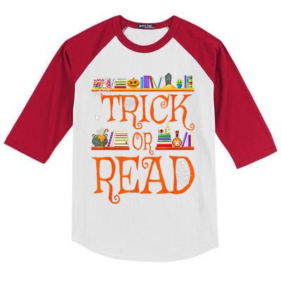 Halloween Book Lovers Librarian Trick Or Read Library Event Kids Colorblock Raglan Jersey