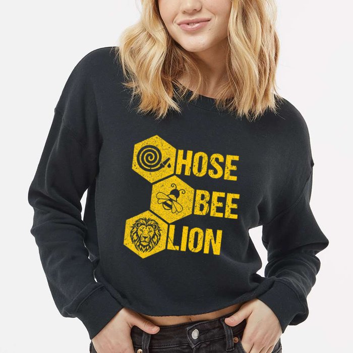 Hose Bee Lion Icons Funny Hoes Be Lying Pun Intended Cropped Pullover Crew