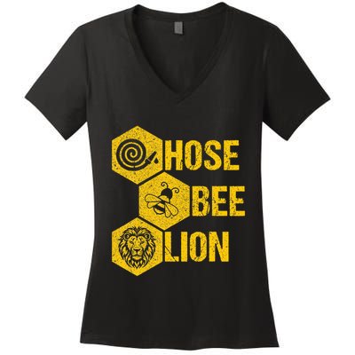 Hose Bee Lion Icons Funny Hoes Be Lying Pun Intended Women's V-Neck T-Shirt