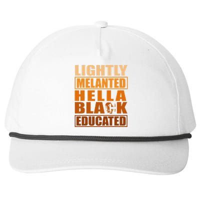 Hella Black Lightly Melanated Educated Juneteenth Snapback Five-Panel Rope Hat